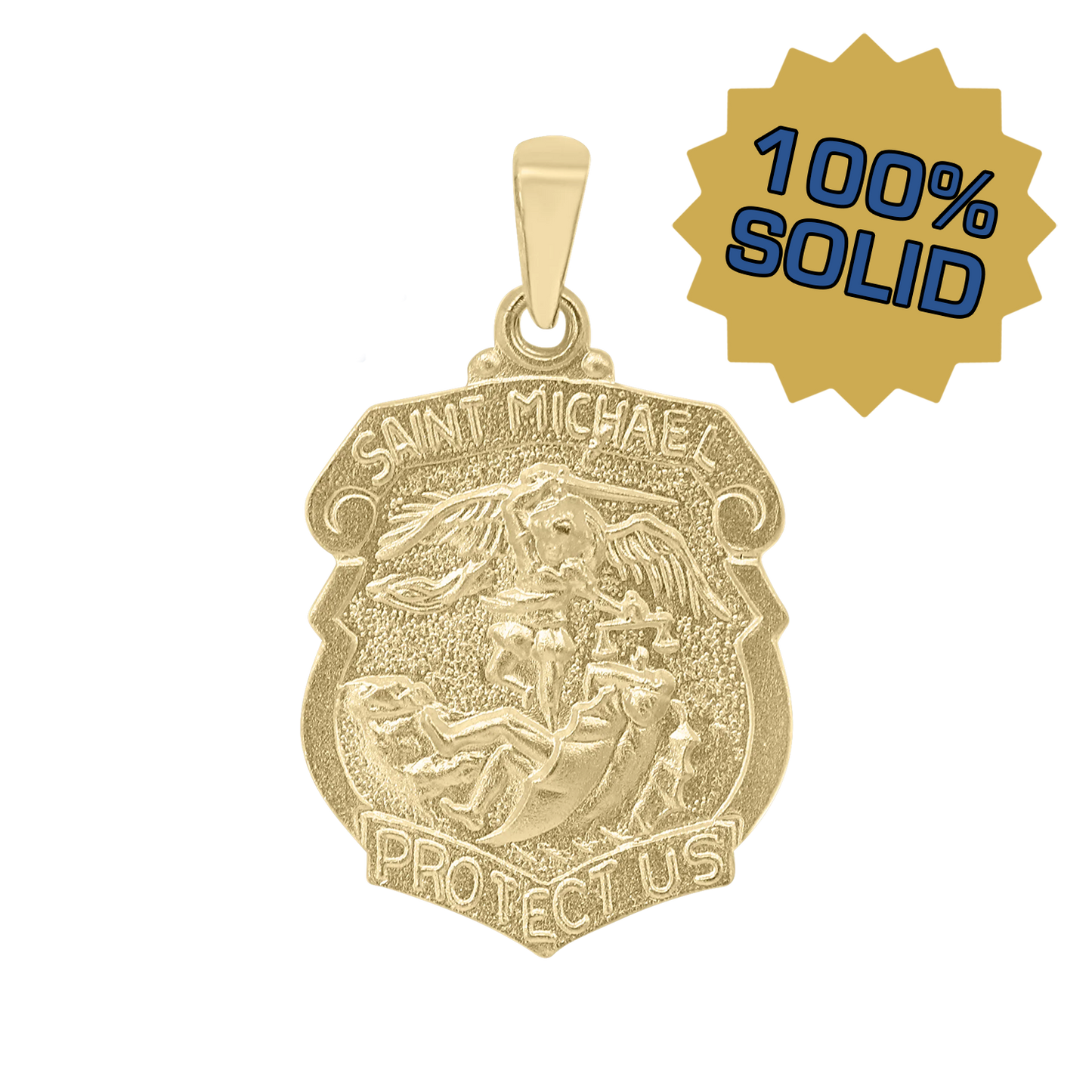 St.-Michael-Schildmedaillon aus 14-karätigem Gelbgold – San Miguel Escudo