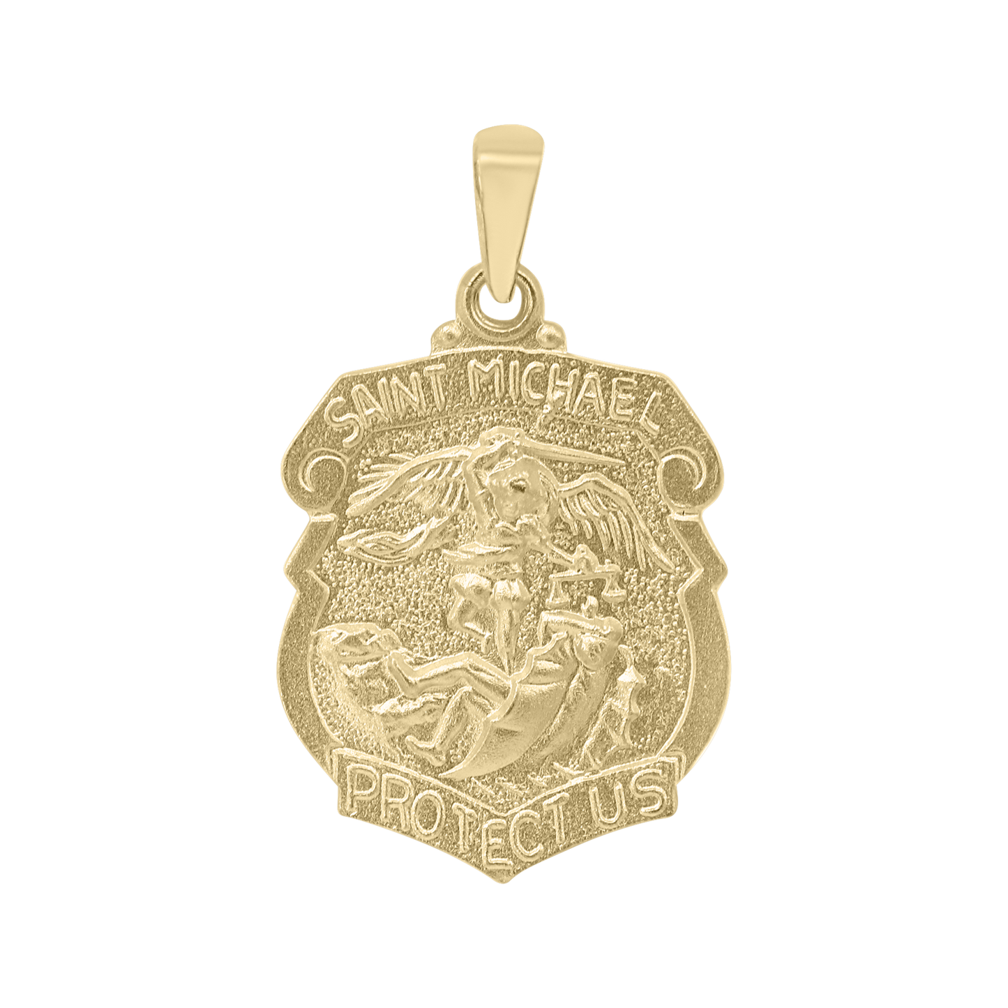 St.-Michael-Schildmedaillon aus 14-karätigem Gelbgold – San Miguel Escudo