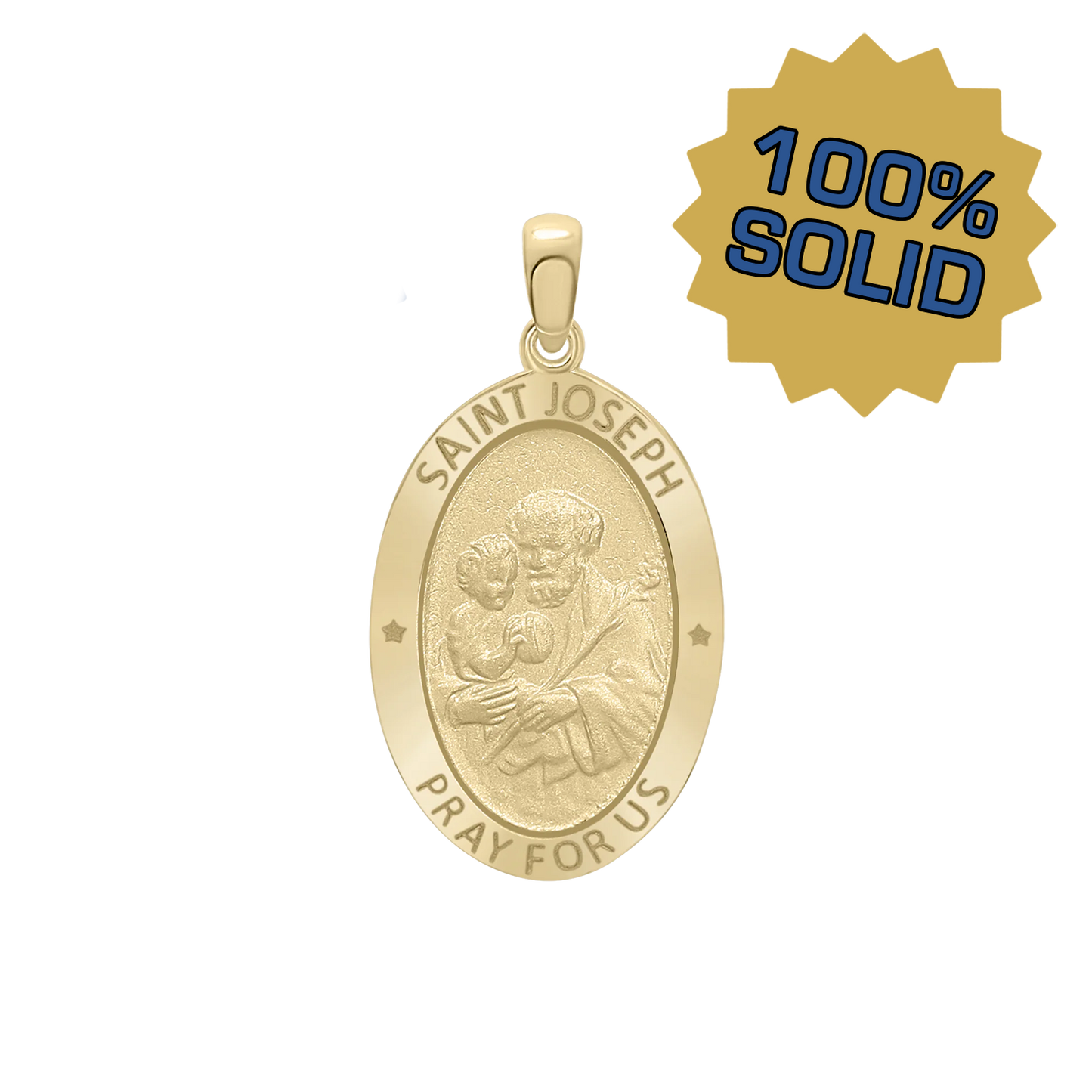Ovales Medaillon des Heiligen Josef aus 14-karätigem Gelbgold – San José