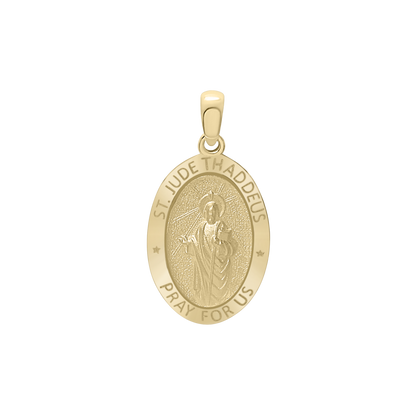 Ovales Medaillon des Heiligen Judas Thaddäus aus 14-karätigem Gelbgold - San Judas Tadeo