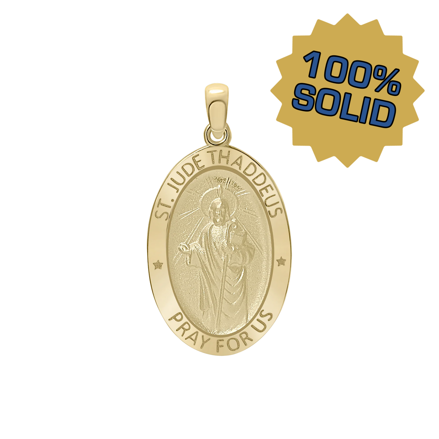 Ovales Medaillon des Heiligen Judas Thaddäus aus 14-karätigem Gelbgold - San Judas Tadeo