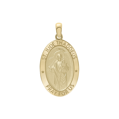 Ovales Medaillon des Heiligen Judas Thaddäus aus 14-karätigem Gelbgold - San Judas Tadeo