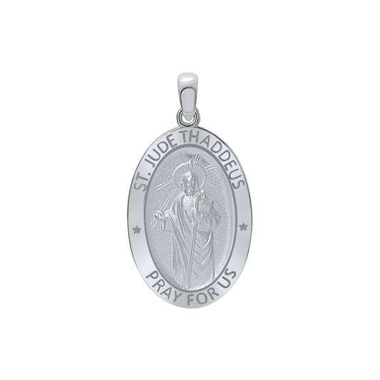 Ovales Medaillon des Heiligen Judas Thaddäus aus Sterlingsilber - San Judas Tadeo