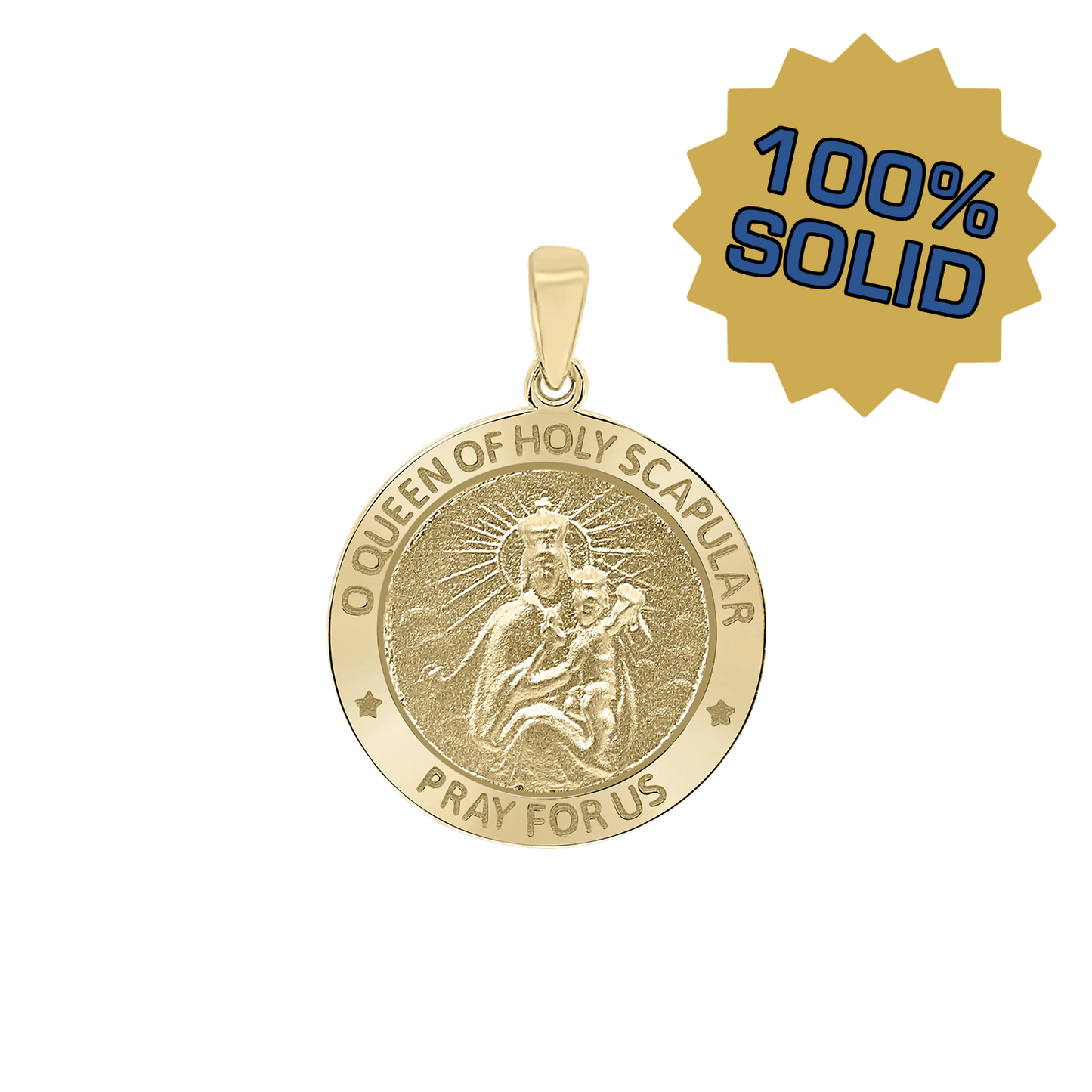 Medaillon Unserer Lieben Frau vom Berge Karmel aus 14-karätigem Gelbgold – Königin des Skapuliers