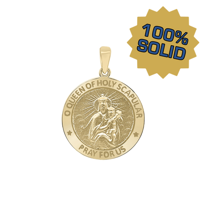 Medaillon Unserer Lieben Frau vom Berge Karmel aus 14-karätigem Gelbgold – Königin des Skapuliers