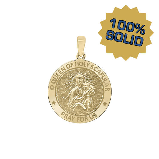 Medaillon Unserer Lieben Frau vom Berge Karmel aus 14-karätigem Gelbgold – Königin des Skapuliers