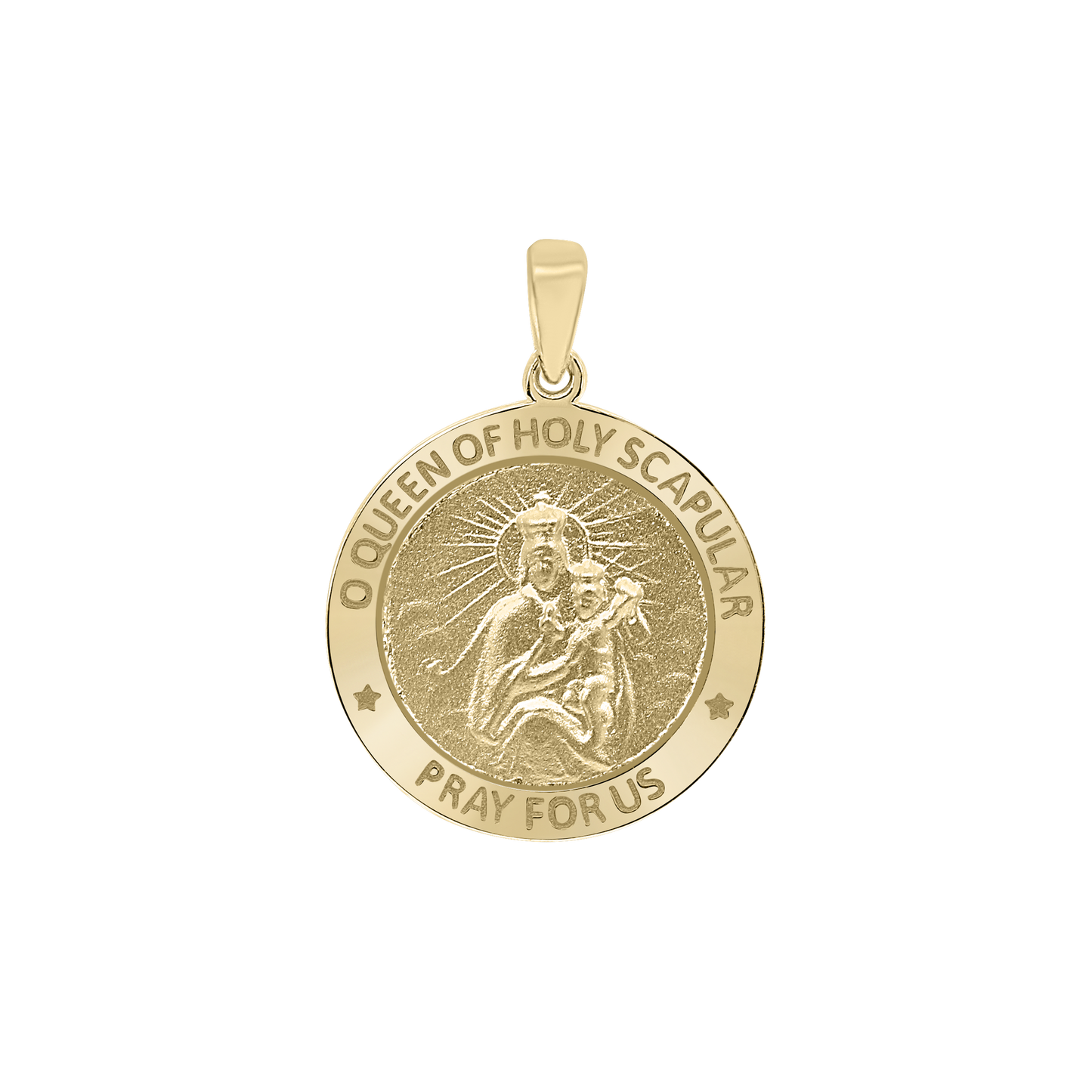 Medaillon Unserer Lieben Frau vom Berge Karmel aus 14-karätigem Gelbgold – Königin des Skapuliers