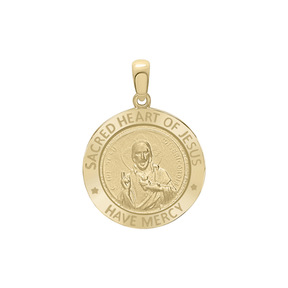 Medaillon des Heiligen Herzens Jesu aus 14-karätigem Gelbgold - Sagrado Corazón