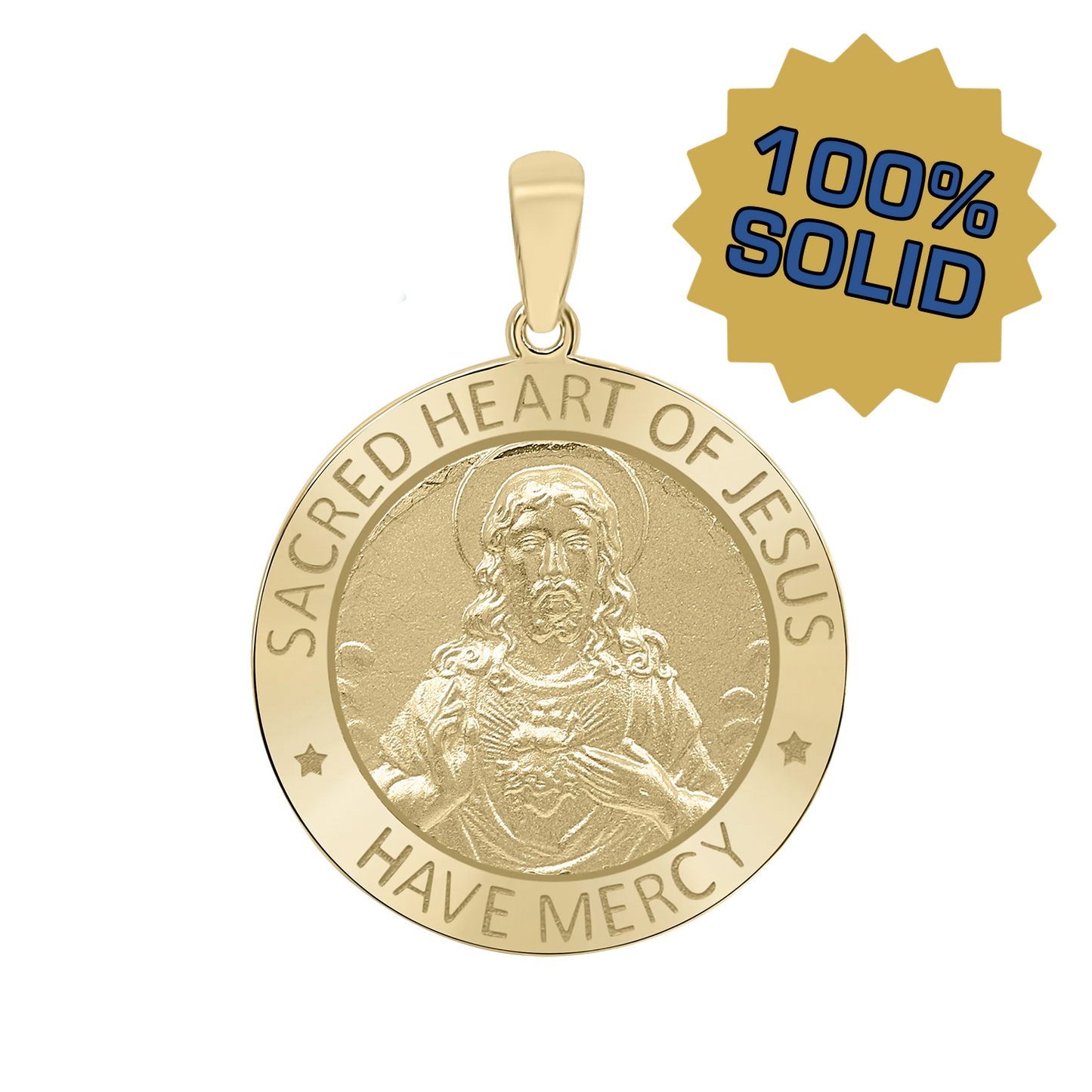 Medaillon des Heiligen Herzens Jesu aus 14-karätigem Gelbgold - Sagrado Corazón