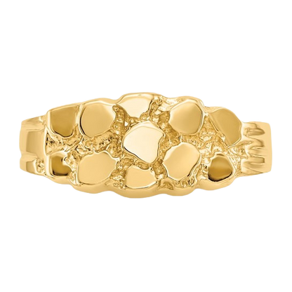 14-karätiger Goldnugget-Ring – Hell