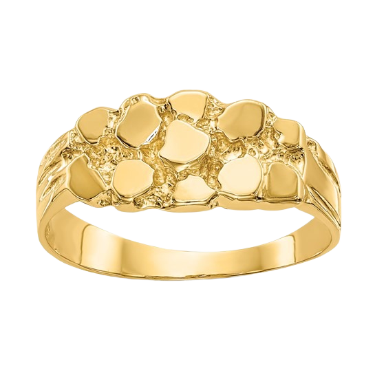 14-karätiger Goldnugget-Ring – Hell