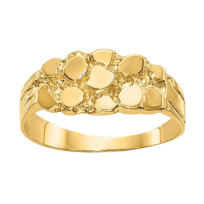 14-karätiger Goldnugget-Ring – Hell