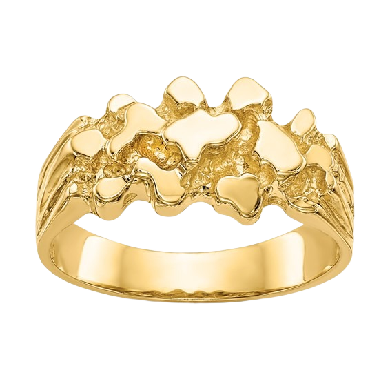 14-karätiger Goldnugget-Ring – Mittel