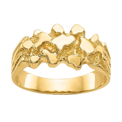 14-karätiger Goldnugget-Ring – Mittel