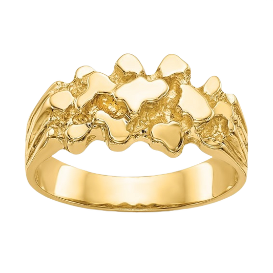 14-karätiger Goldnugget-Ring – Mittel