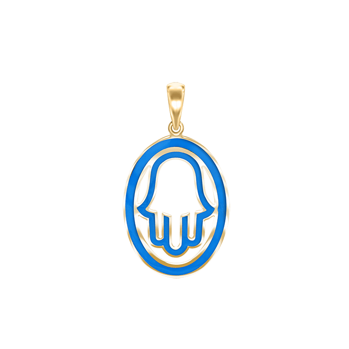 Hamsa-Anhänger mit blauer Emaille aus Sterlingsilber