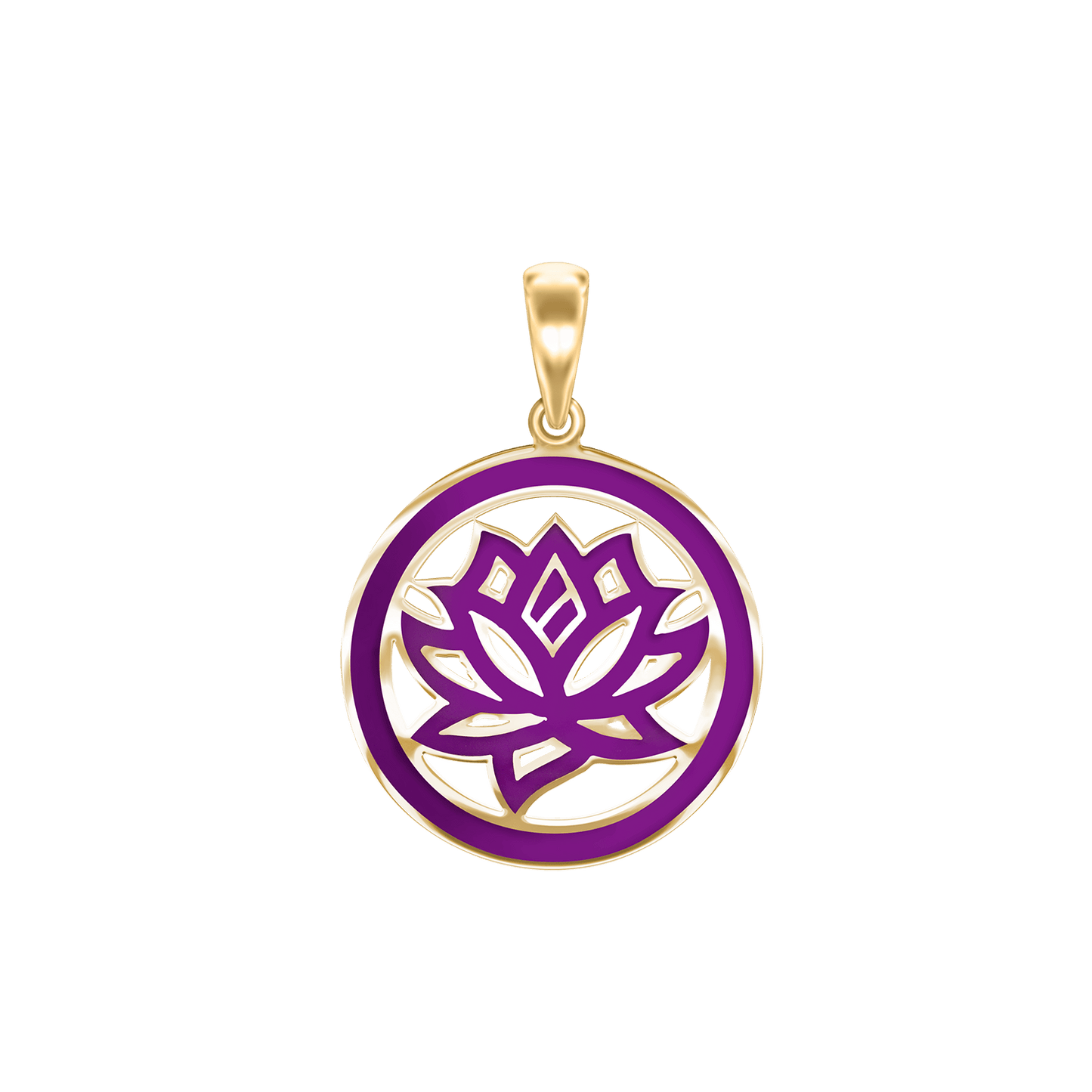 Hinduistischer Lotus-Anhänger mit violetter Emaille aus Sterlingsilber