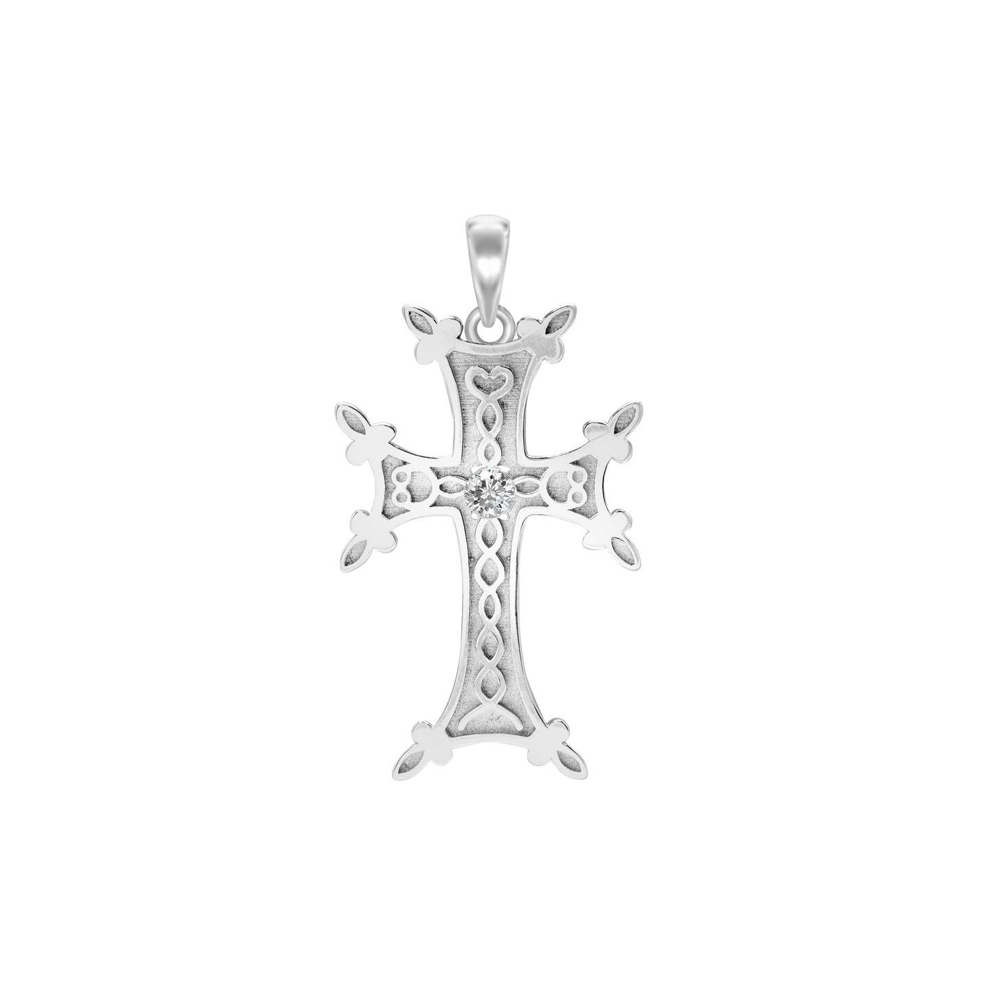 Armenisches Kreuz-Anhänger mit Zirkonia in Sterlingsilber