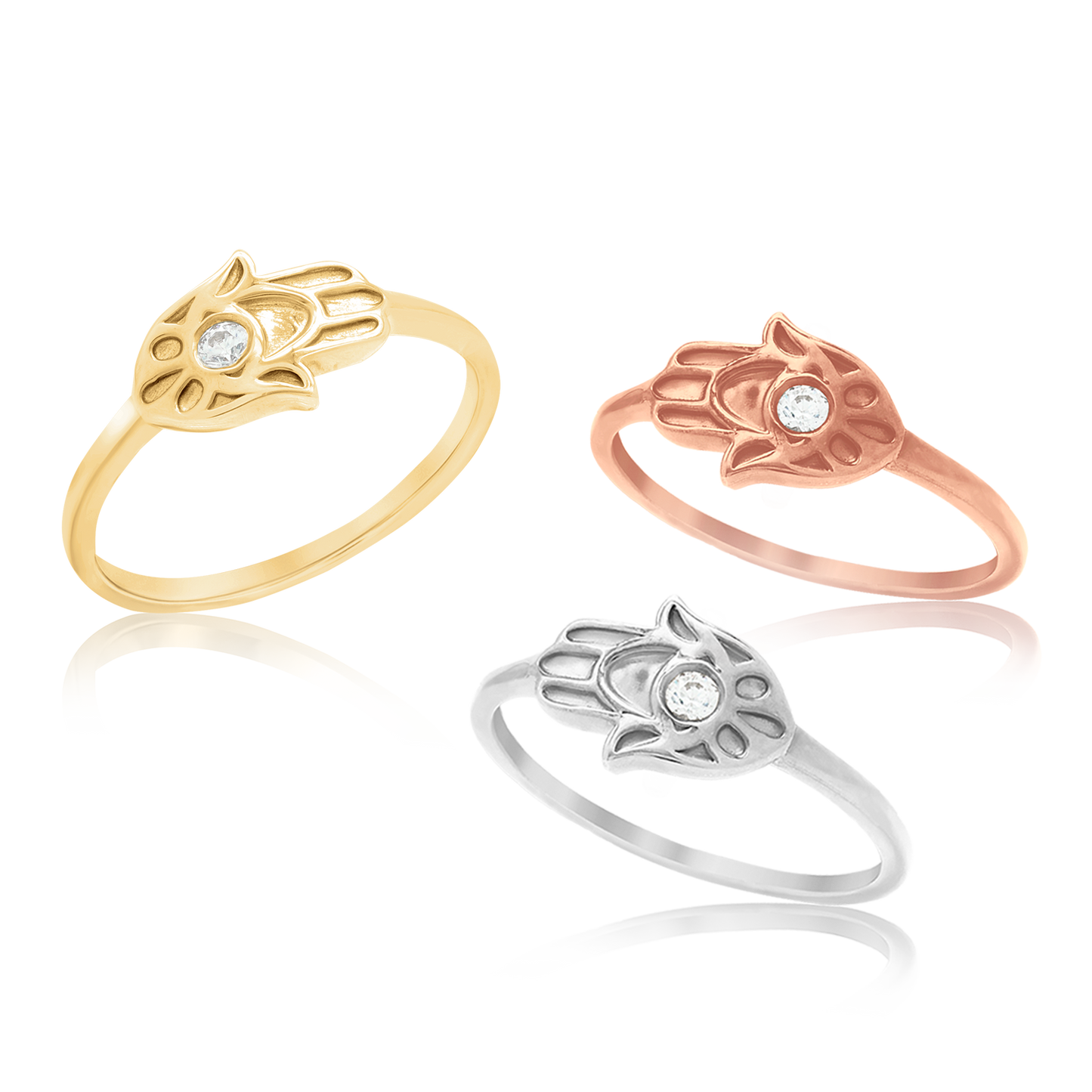 Hamsa-Diamantring aus 14-karätigem Gold