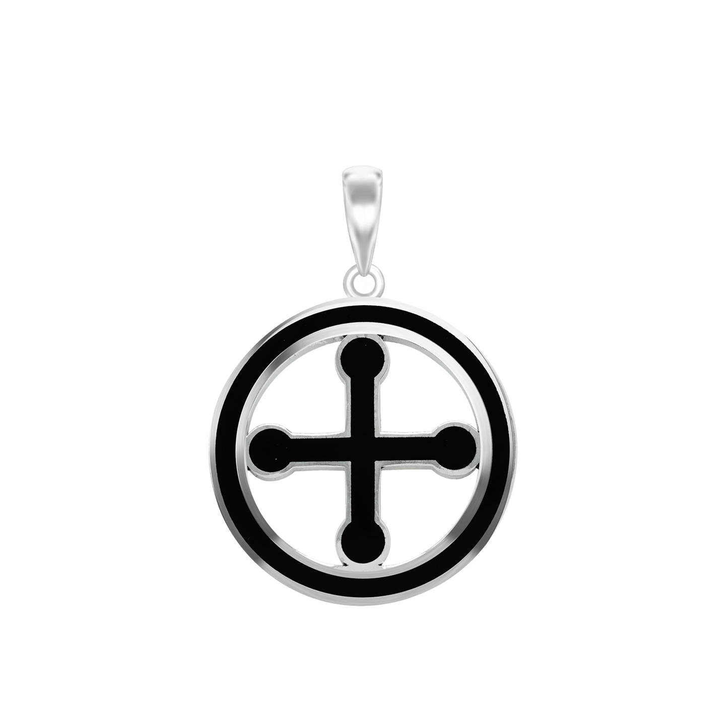 Pomée-Kreuzmedaillons mit schwarzer Emaille aus Sterlingsilber