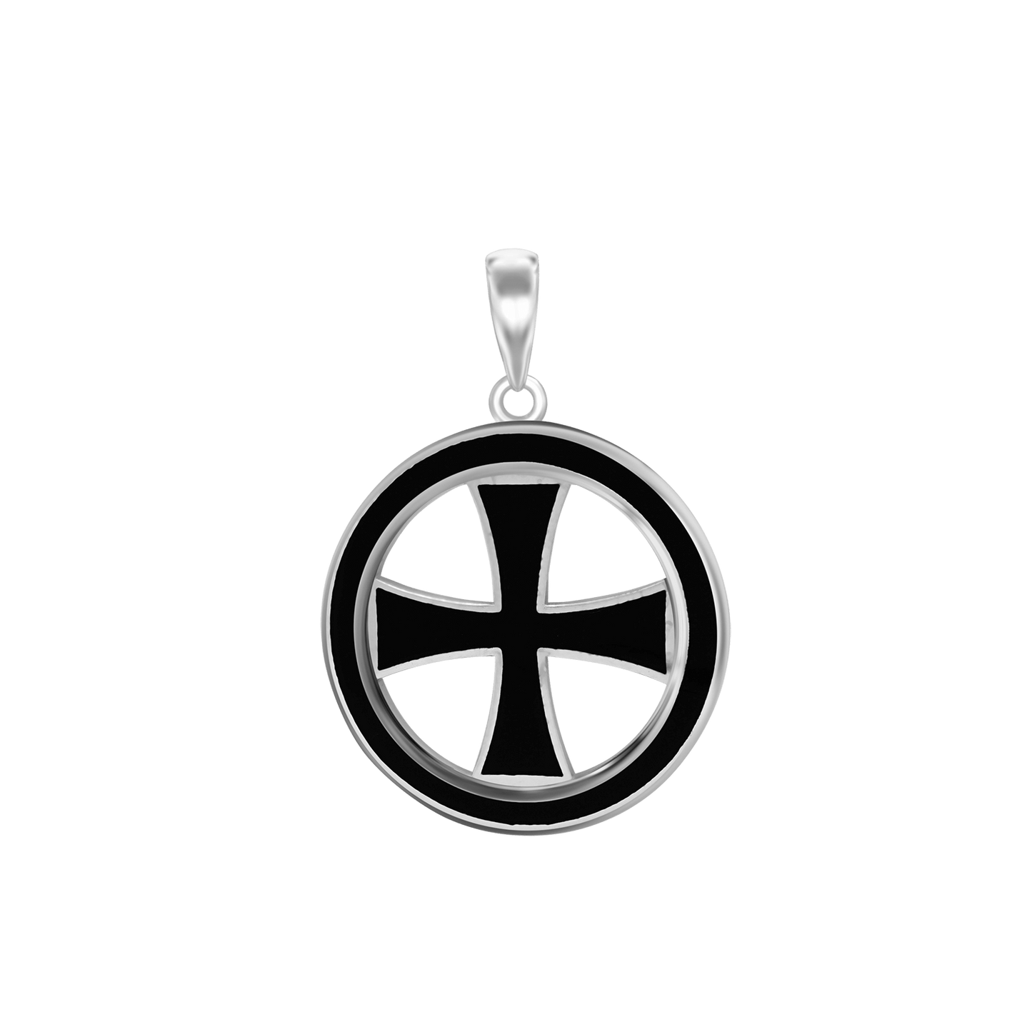 Pattée-Kreuz-Medaillons mit schwarzer Emaille aus Sterlingsilber