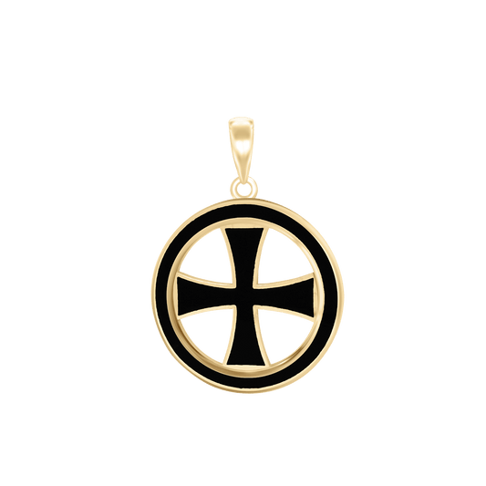 Pattée-Kreuz-Medaillons mit schwarzer Emaille aus Sterlingsilber