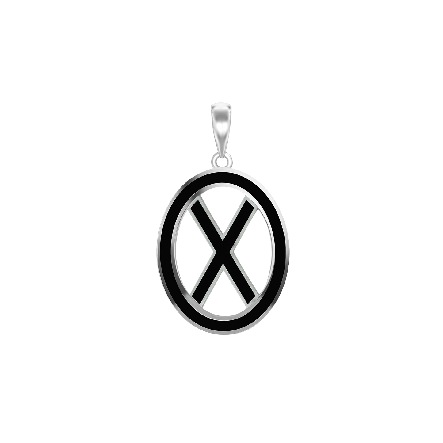 Andreaskreuz-Medaillons mit schwarzer Emaille aus Sterlingsilber