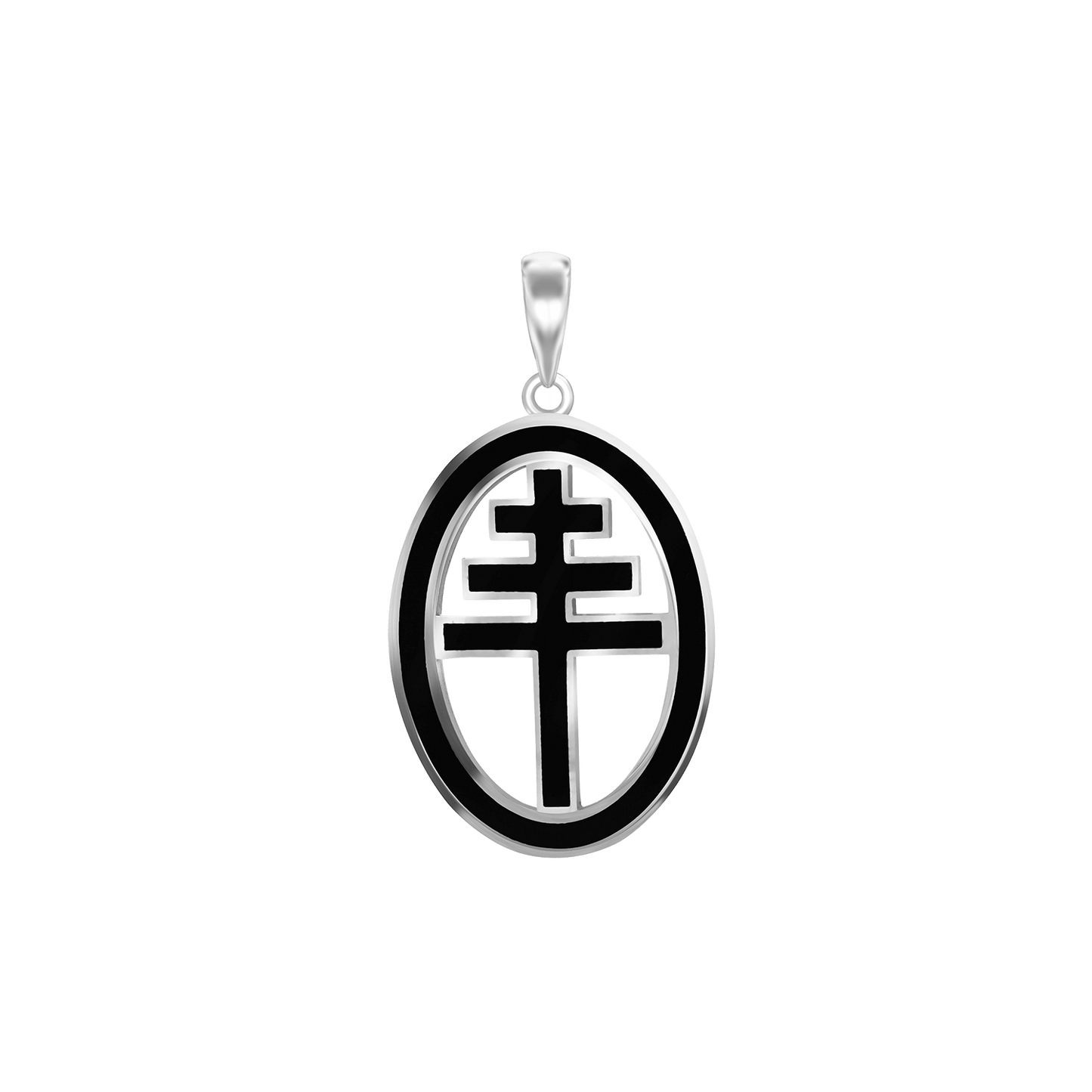 Päpstliche Kreuzmedaillons mit schwarzer Emaille aus Sterlingsilber