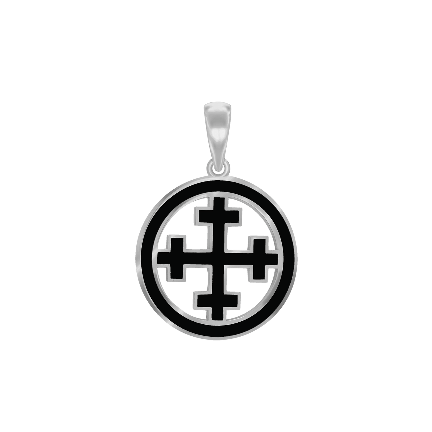 Medaillons mit Kreuzmotiv und schwarzer Emaille aus Sterlingsilber