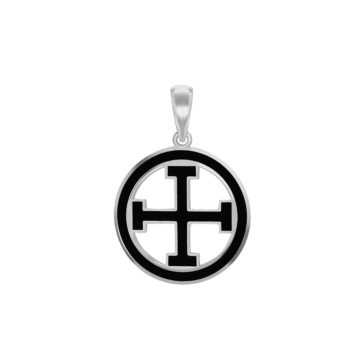 Mächtige Kreuzmedaillons mit schwarzer Emaille aus Sterlingsilber