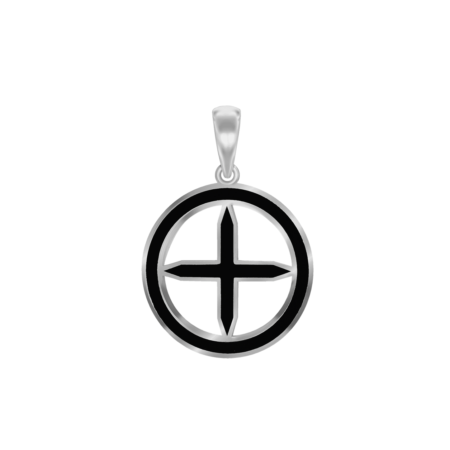 Spitzkreuzmedaillons mit schwarzer Emaille aus Sterlingsilber