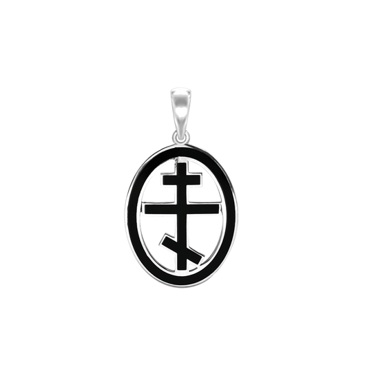 Orthodoxe Kreuzmedaillons mit schwarzer Emaille aus Sterlingsilber