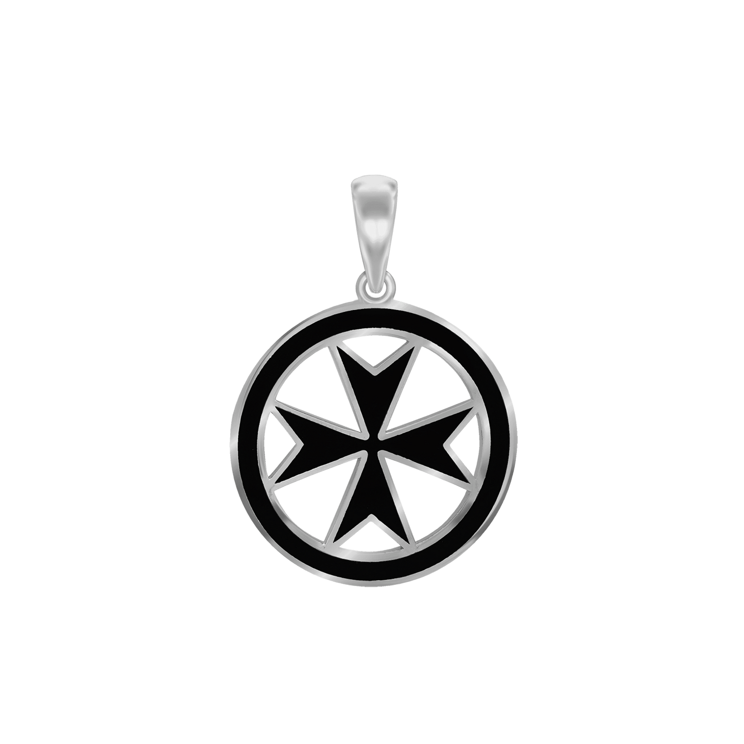 Malteserkreuz-Medaillons mit schwarzer Emaille aus Sterlingsilber
