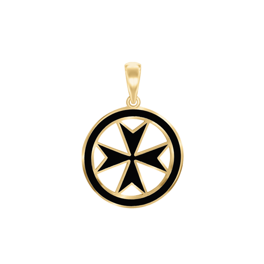 Malteserkreuz-Medaillons mit schwarzer Emaille aus Sterlingsilber