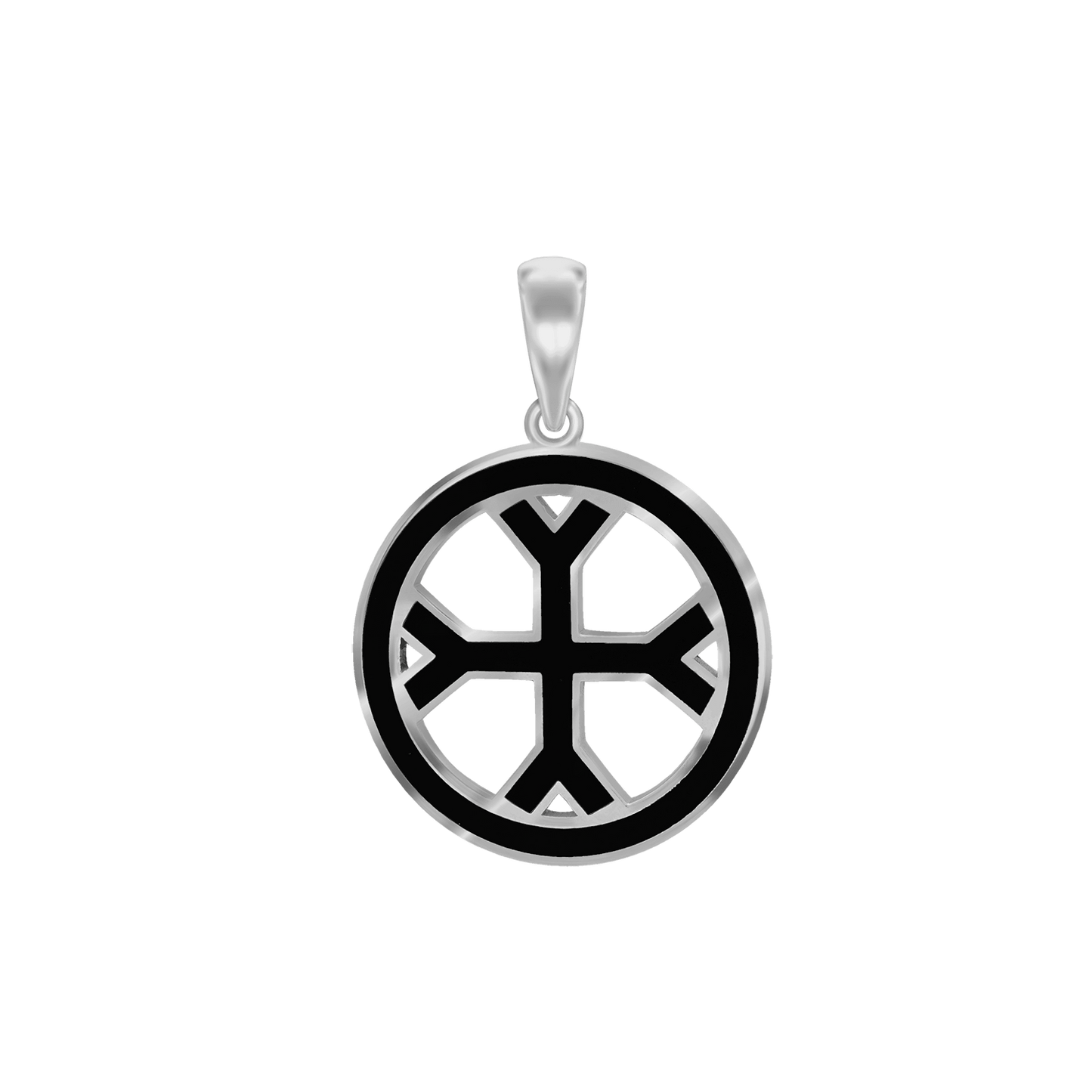 Fourchée-Kreuz-Medaillons mit schwarzer Emaille aus Sterlingsilber