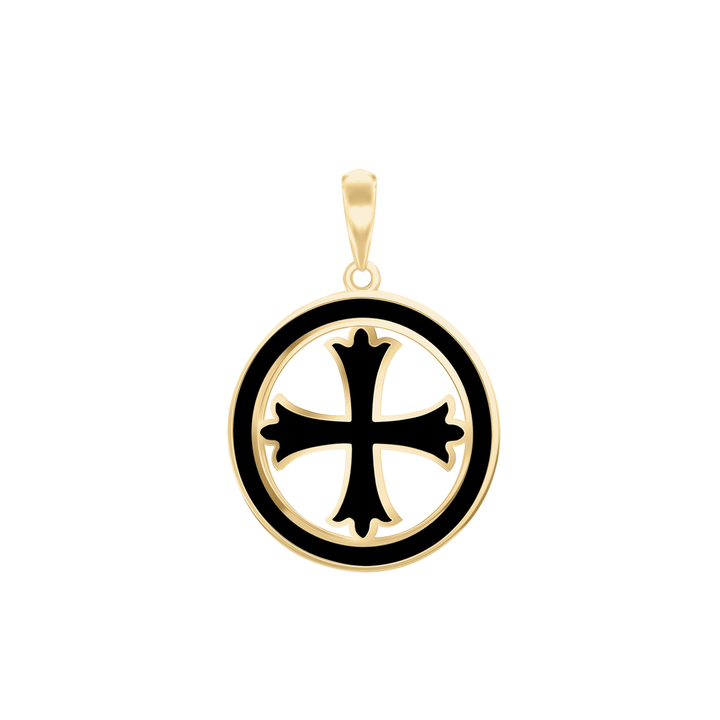 Patonce-Kreuz-Medaillons mit schwarzer Emaille aus Sterlingsilber