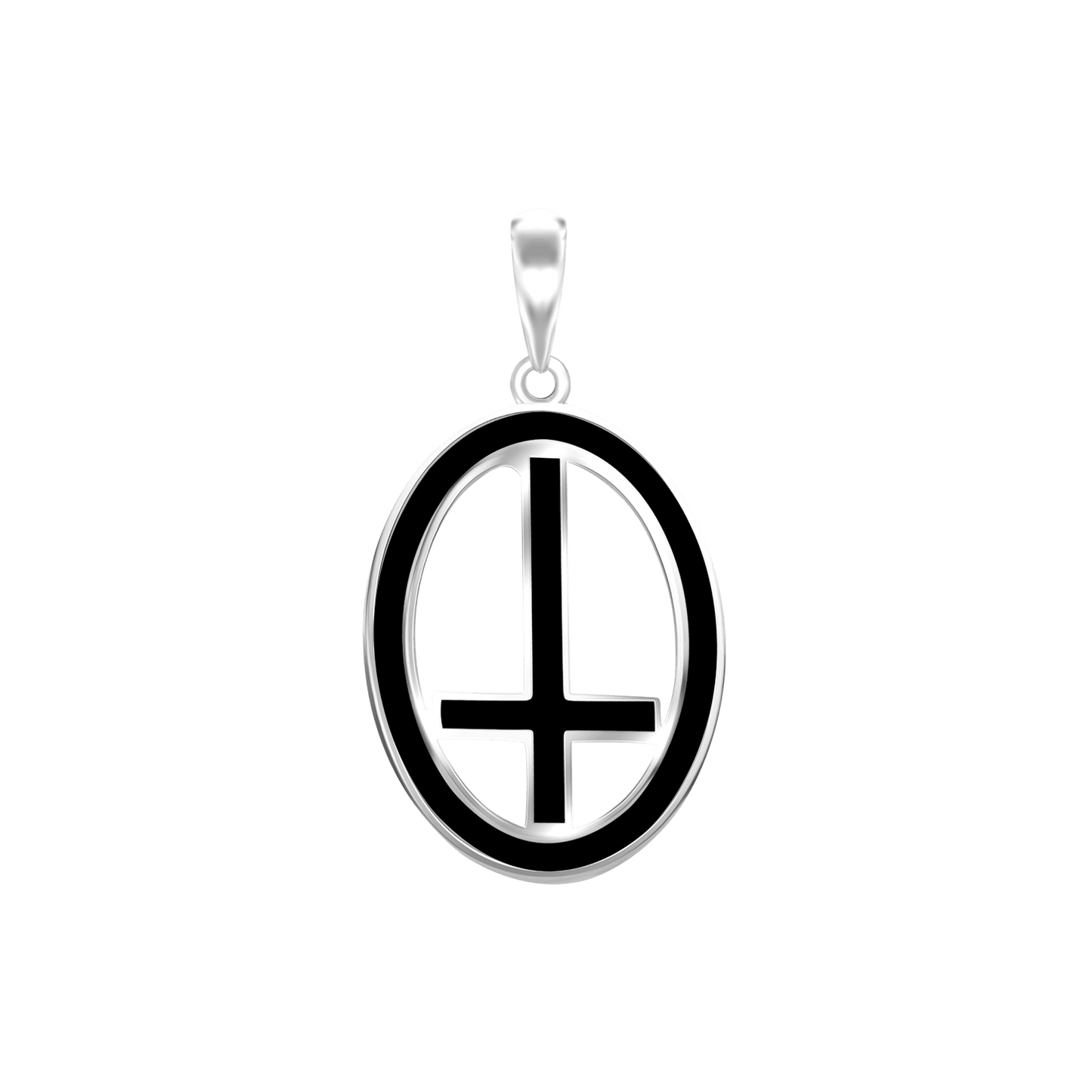 St.-Peters-Kreuz-Medaillons mit schwarzer Emaille aus Sterlingsilber