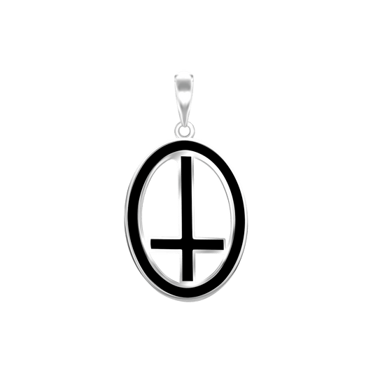 St.-Peters-Kreuz-Medaillons mit schwarzer Emaille aus Sterlingsilber