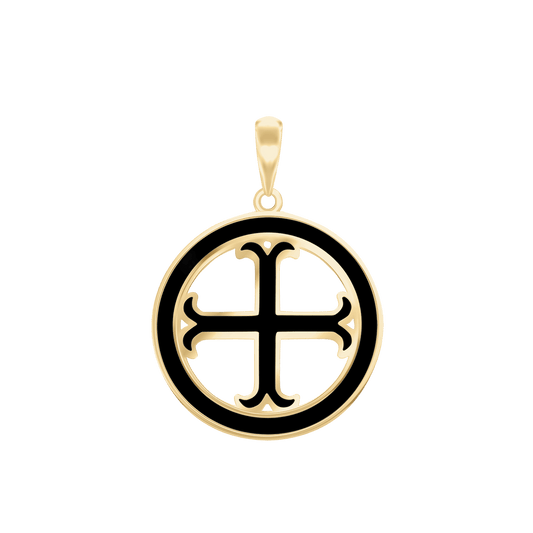 Recercelee Kreuzmedaillons mit schwarzer Emaille aus Sterlingsilber