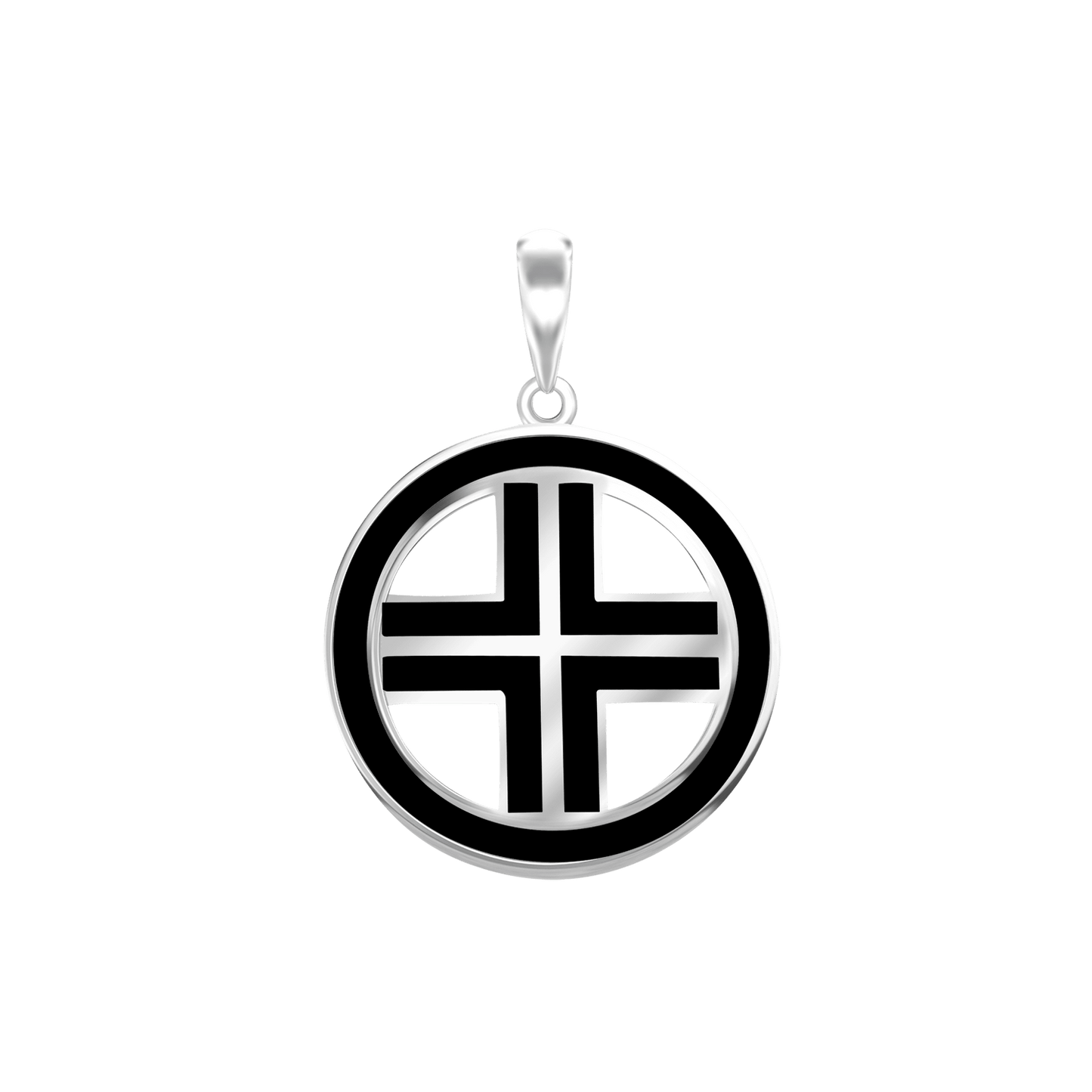 Medaillons mit durchbrochenem Kreuz und schwarzer Emaille aus Sterlingsilber