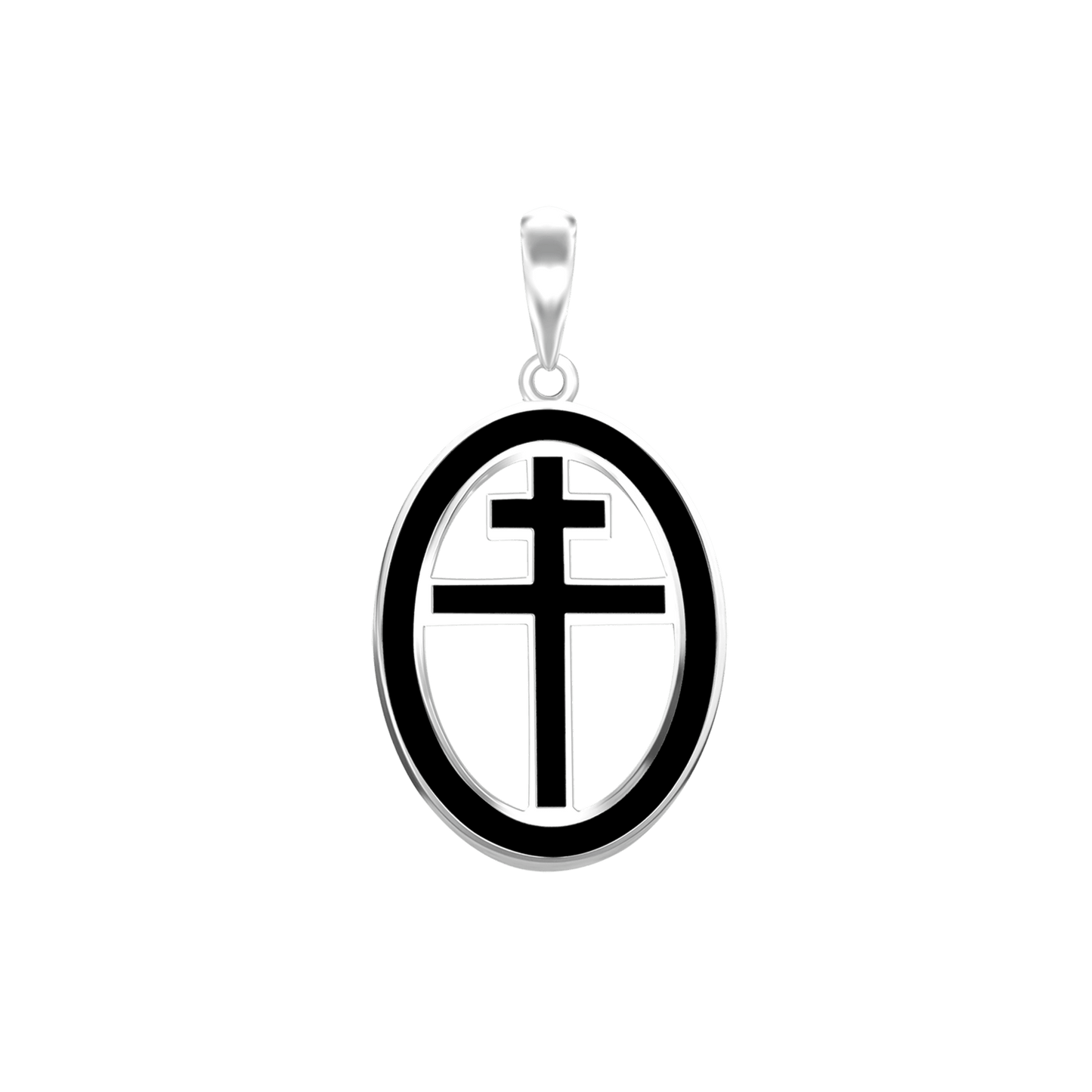 Patriarchalische Kreuzmedaillons mit schwarzer Emaille aus Sterlingsilber