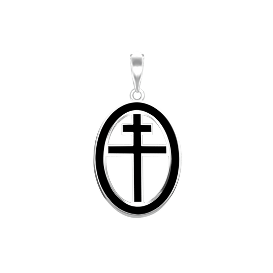 Patriarchalische Kreuzmedaillons mit schwarzer Emaille aus Sterlingsilber