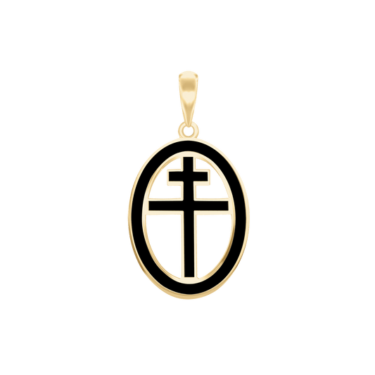 Patriarchalische Kreuzmedaillons mit schwarzer Emaille aus Sterlingsilber