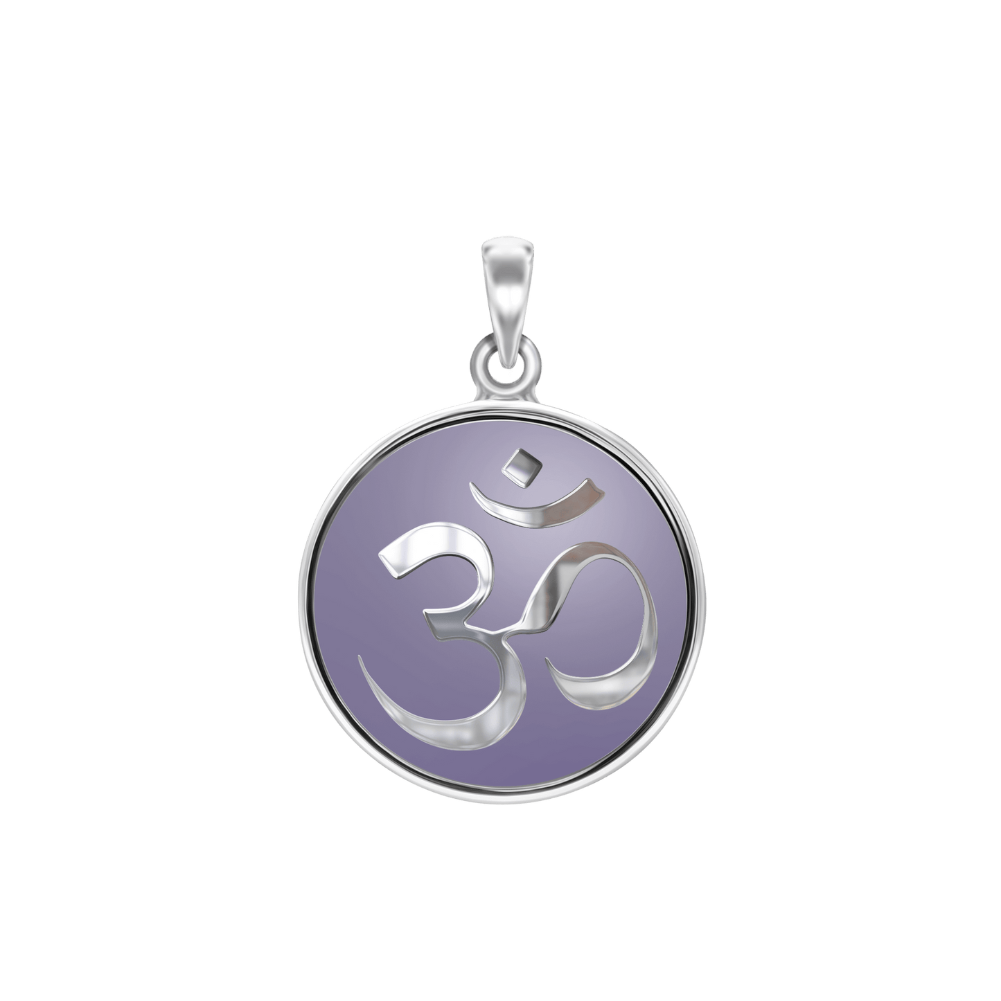 Hinduistischer Om-Anhänger mit lavendelfarbener Emaille aus Sterlingsilber