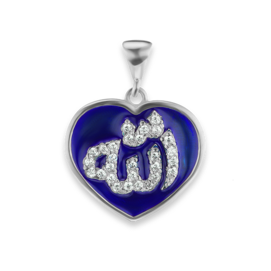 Allah-Anhänger mit violetter Emaille aus Sterlingsilber