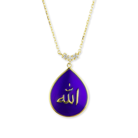 Allah-Anhänger mit violetter Emaille aus Sterlingsilber