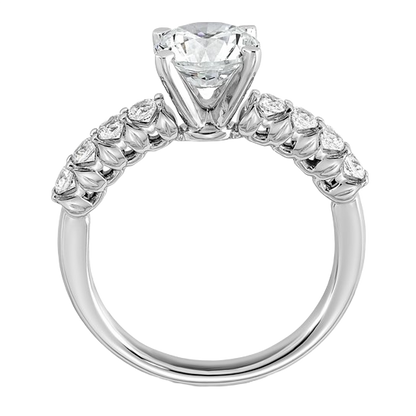 Verlobungsring aus 14-karätigem Weißgold im Tulpen-Design mit 1 7/8 Karat im Labor gezüchtetem Diamanten