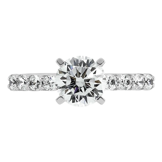 Verlobungsring aus 14-karätigem Weißgold im Tulpen-Design mit 1 7/8 Karat im Labor gezüchtetem Diamanten