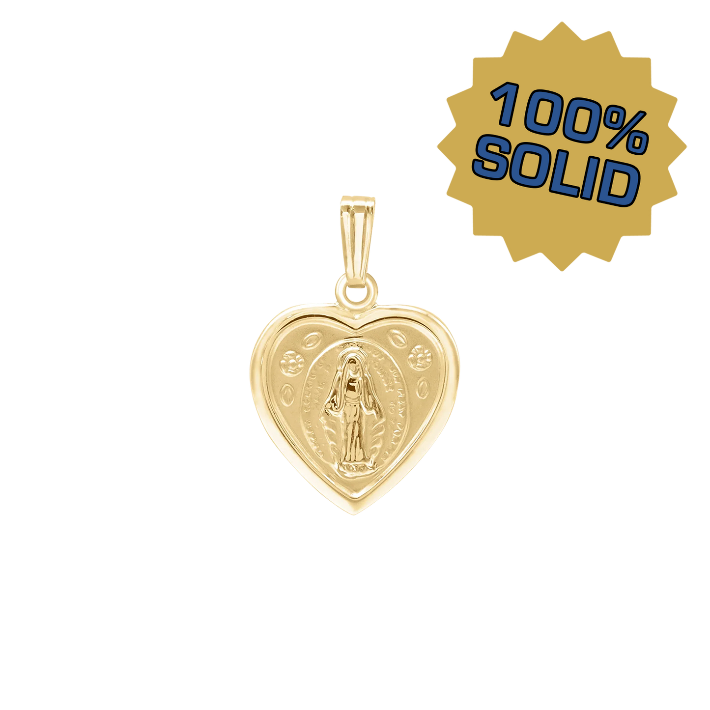 Kleines Medaillon des Wunderherzens aus 14-karätigem Gelbgold - Wundermedaille