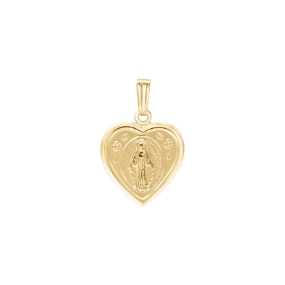 Kleines Medaillon des Wunderherzens aus 14-karätigem Gelbgold - Wundermedaille